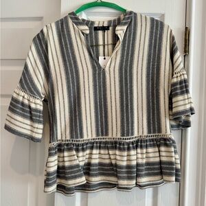 NWT Maven West peplum top. Grey stripe. Size S.